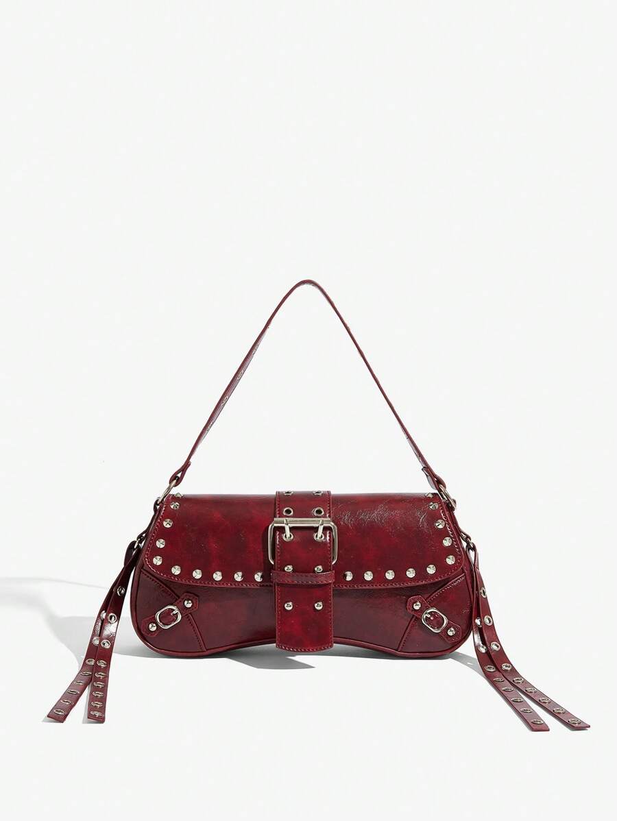 Studded baguette shoulder bag product view 3