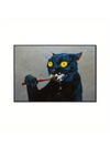 Whimsical Black Cat Canvas Poster: Humorous Wall Art for Cat Lovers