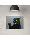 Whimsical Black Cat Canvas Poster: Humorous Wall Art for Cat Lovers