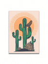 Boho Desert Vibes: Frameless Canvas Print - Cactus & Vulture Sunrise/Sunset Wall Art