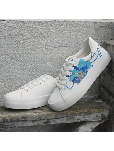 Spring into Style with White Floral Lace-Up Walking Shoes