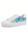 Spring into Style with White Floral Lace-Up Walking Shoes