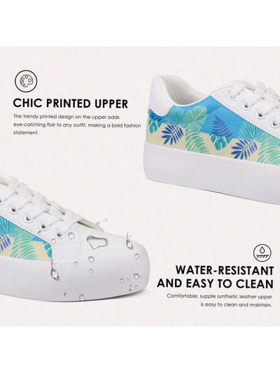 Spring into Style with White Floral Lace-Up Walking Shoes