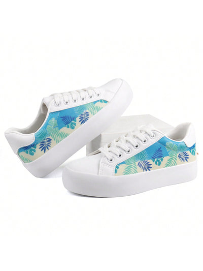 Spring into Style with White Floral Lace-Up Walking Shoes