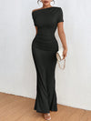 Elegant Asymmetric Mermaid Dress - Solid Color Summer Style