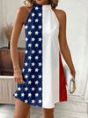 Show Your Patriotism in Style with the Classic American Flag Halterneck Dress