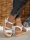 Sparkling White Braided Strap Wedge Sandals: Perfect for Young & Casual Summer Adventures