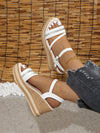 Sparkling White Braided Strap Wedge Sandals: Perfect for Young & Casual Summer Adventures