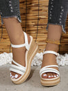 Sparkling White Braided Strap Wedge Sandals: Perfect for Young & Casual Summer Adventures