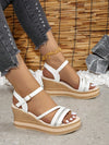 Sparkling White Braided Strap Wedge Sandals: Perfect for Young & Casual Summer Adventures