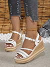 Sparkling White Braided Strap Wedge Sandals: Perfect for Young & Casual Summer Adventures