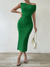 Elegant Asymmetrical Neckline Solid Color Dress - Perfect for Any Occasion