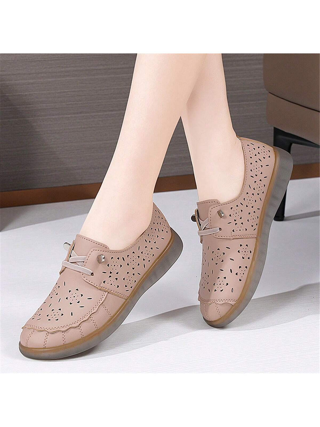 Get ready to elevate your mom style with our Summer Chic Leather Hollow Out Slip-On Loafers! These stylish and comfortable loafers are perfect for casual wear, and the leather material ensures durability. The chic hollow out design adds a touch of uniqueness, while the slip-on feature makes them easy to wear. Perfect for busy moms on-the-go!