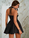 Enchanting Black Halter Neck Bowknot Dress for Summer Goddesses