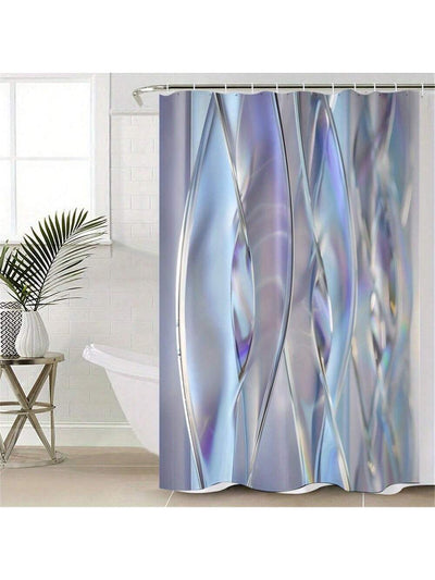 Stylish 4-Piece Irregular Striped Digital 3D-Printed Waterproof Shower Curtain Set