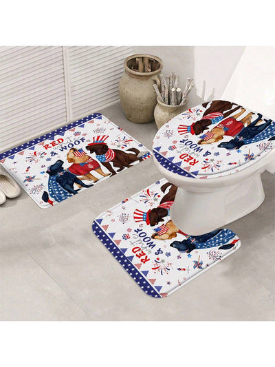 Stars, Stripes, and Squeaky Clean: American Flag Fireworks Bathroom Set for Your Patriotic Pup