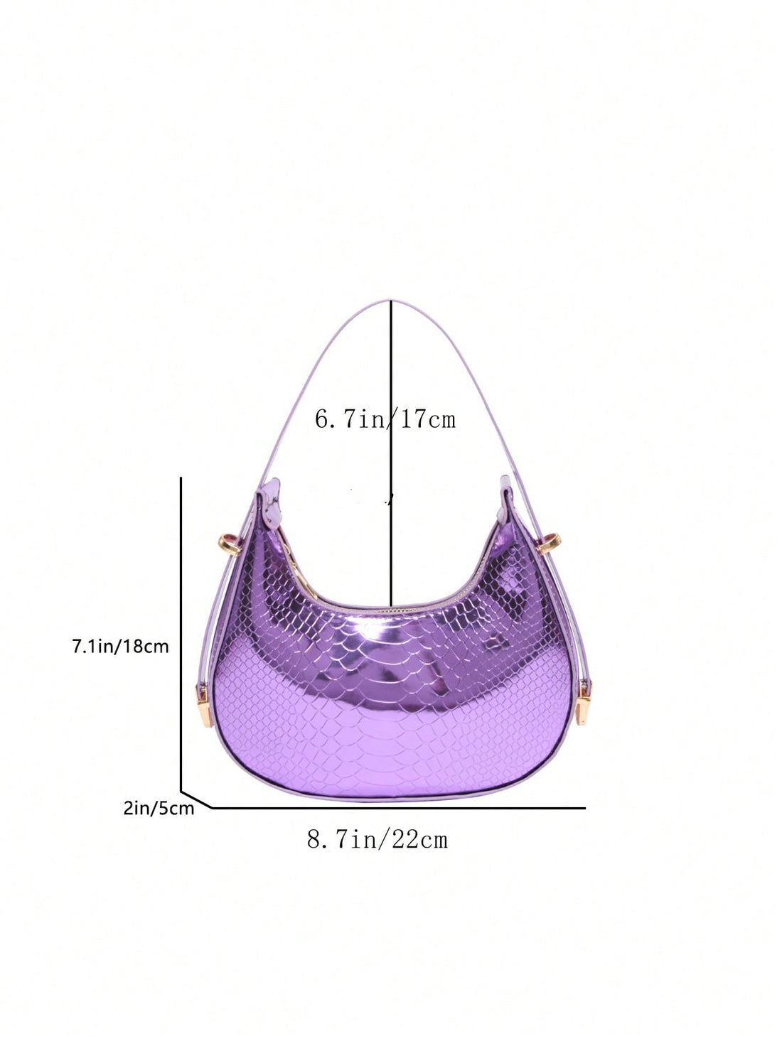 The Shimmering Serpent Shoulder Bag is the perfect addition to your collection. Its stylish and trendy design will elevate any outfit, while its shimmering material adds a touch of glamour. Crafted with high-quality materials, this bag is both durable and fashionable. Perfect for any occasion, make a statement with the Shimmering Serpent Shoulder Bag.