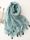 Sunny Bohemian Charm: Lightweight Tassel Scarf for Women's Sunscreen & Travel