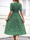 Random Flowers Print Round Neck Short Sleeve Dress - Fun and Flirty Style for Women