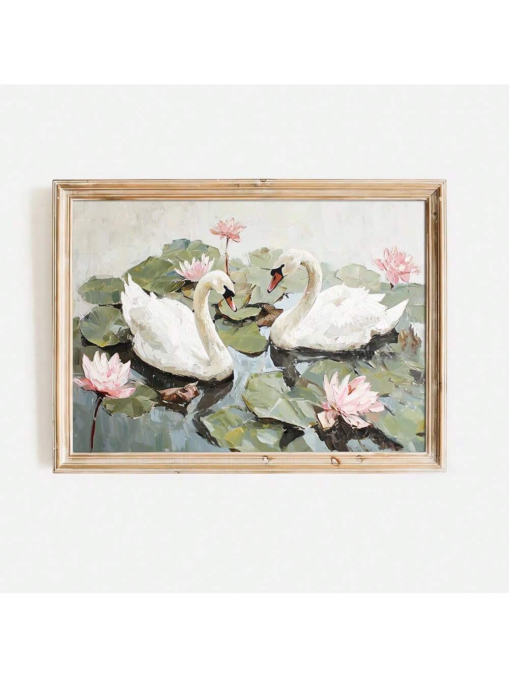 Add a touch of whimsy to your space with this Vintage Lotus Flower and Swans Canvas Print. Its minimalist design blends classic charm with modern flair, making it perfect for brightening up any room. Let these graceful swans and delicate lotus flowers bring a playful yet serene vibe to your home décor.
