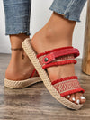 Bohemian Bliss: Blue Round Toe Flat Sandals with Woven Tassels - Versatile and Stylish for Travel and Vacation