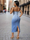 Sunset Dreams: Strapless Gradient Denim Dress for Women