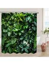 Green Leaf Tropical Plants Shower Curtain - Modern Minimalist Style