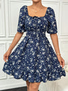 Floral Square Neck Sleeve Dress: Embrace Spring with Style