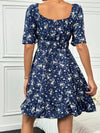 Floral Square Neck Sleeve Dress: Embrace Spring with Style