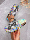 Sparkle and Shine: Rhinestone Glitter Flat Mules Women's Platform Sandals