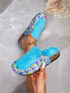 Sparkle and Shine: Rhinestone Glitter Flat Mules Women's Platform Sandals