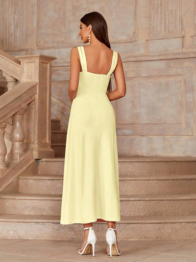 Ruched Sleeveless Evening Party Dress: Formal Ball Gown for Summer