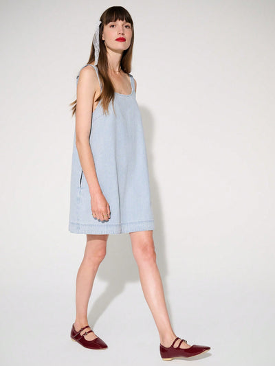 Effortless Summer Chic: Non-Stretch Denim Tank Mini Dress