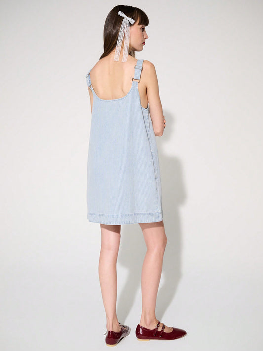 Effortless Summer Chic: Non-Stretch Denim Tank Mini Dress