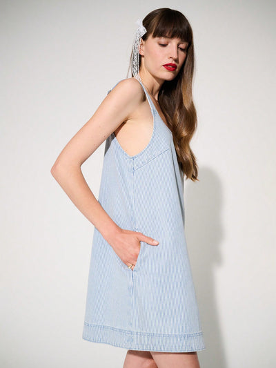 Effortless Summer Chic: Non-Stretch Denim Tank Mini Dress