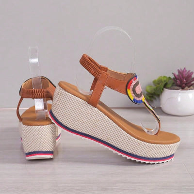 Colorful Patchwork Wedge Sandals: A Stylish Addition to Your Footwear Collection