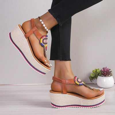 Colorful Patchwork Wedge Sandals: A Stylish Addition to Your Footwear Collection