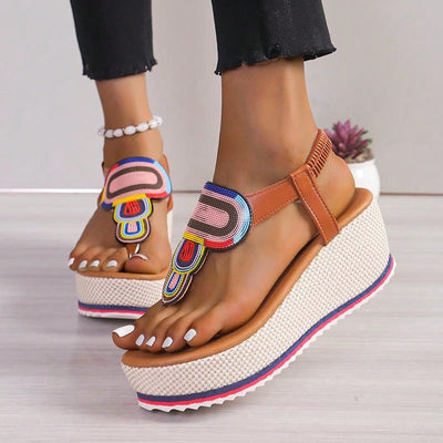 Colorful Patchwork Wedge Sandals: A Stylish Addition to Your Footwear Collection