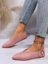 Chic and Comfortable: Women's Pointed Suede Slip-On Flat Shoes with Buckle Detail