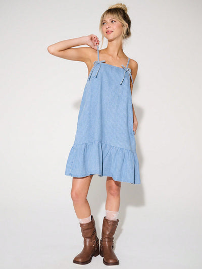 Chic Bow Denim Mini Dress: Your Summer Style Essential