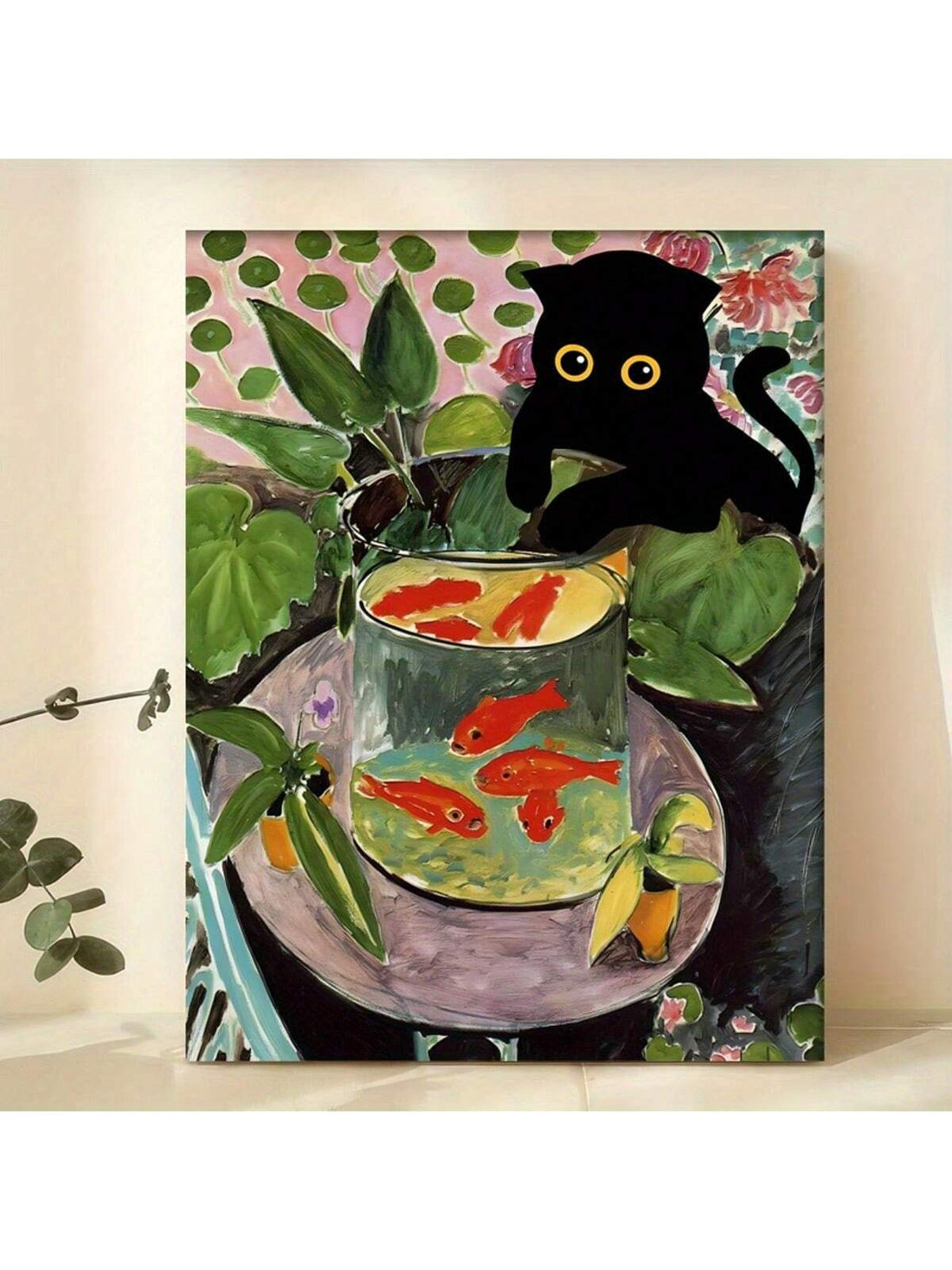 Add a playful touch to your walls with our Whimsical Cat & Goldfish Canvas Poster! Perfect for animal lovers, this adorable wall art will bring a smile to your face every day. With its quirky design and high-quality canvas material, it's a must-have for any home.