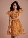 Random Flower Printed Sweetheart Neckline Elegant Women's Sleeveless Summer Dress