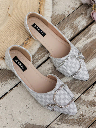 Stylish Spring Flat Shoes with Metal Buckle Decoration for Shopping, Parties, and Gatherings