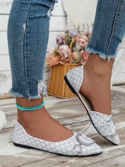 Stylish Spring Flat Shoes with Metal Buckle Decoration for Shopping, Parties, and Gatherings