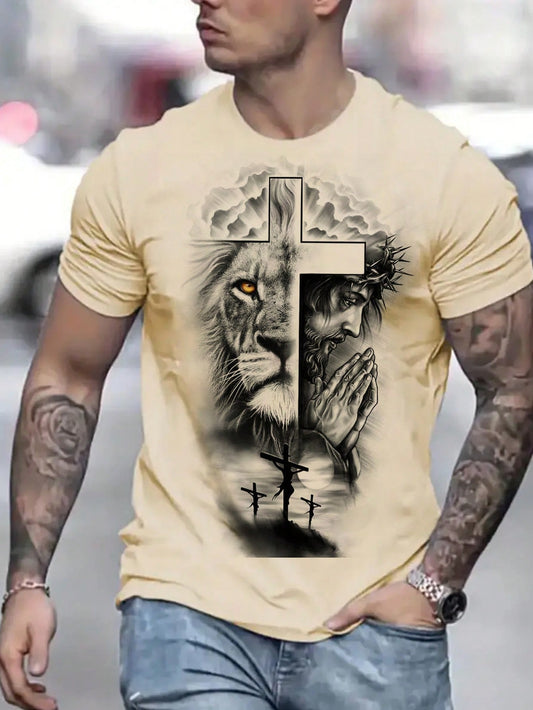 This Roaring Style: Men's Summer Casual Lion Printed T-Shirt features a bold and eye-catching lion design, perfect for adding personality to any casual summer outfit. Made from comfortable and breathable fabric, this shirt is both stylish and comfortable, making it a must-have for any fashion-forward individual.