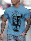 Lion King of Summer: Men's Casual T-Shirt with Cross Print