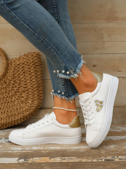 Classic Lace-Up White Women's Shoes: Perfect for Students, Parties, and Casual Outdoor Activities