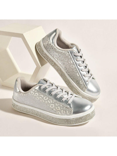 Glitter Meets Leopard: Sparkly Rhinestone Tennis Sneakers