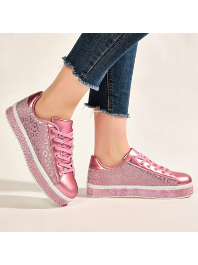 Glitter Meets Leopard: Sparkly Rhinestone Tennis Sneakers