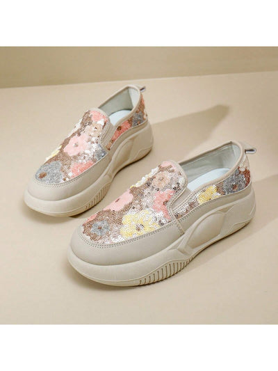 Sparkling Floral Slip-On Sneakers for Effortless Style